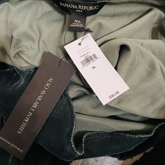 NWT Banana Republic Green Mini Slip Dress Cowl Neck Spaghetti Straps Xl - Picture 8 of 8